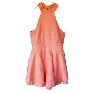 Lulus Dress Sz L Darling Delight Skater Peach Orange Fit Flare Summer NEW DEFECT